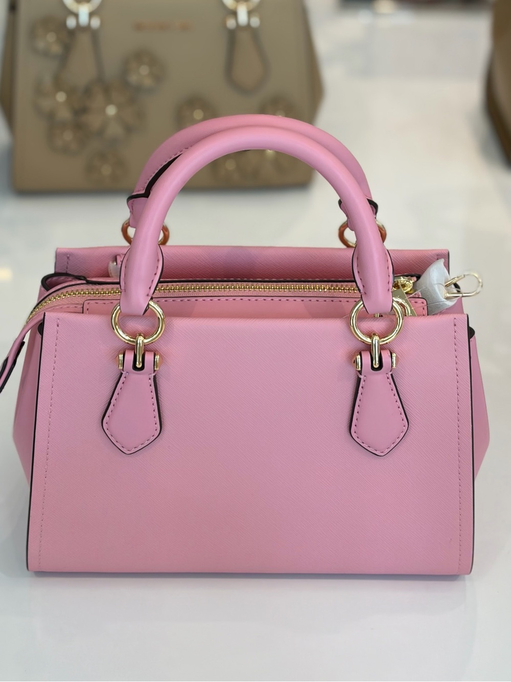 MICHAEL KORS Marilyn Small Floral Embellished Satchel Carnation - Picture 8 of 13